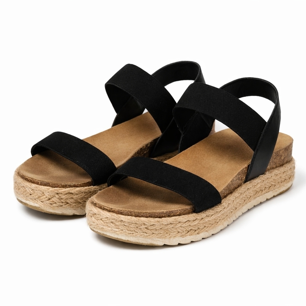 🖤 Steve Madden Black Espadrille Platform Sandals | Size 7